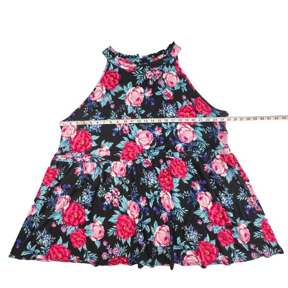 Torrid Halter 4X Floral Tropical Blooms Swing Top Flowy Blouse Relaxed Peplum - Picture 3 of 9